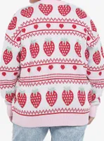 Strawberry Fair Isle Girls Oversized Cardigan Plus