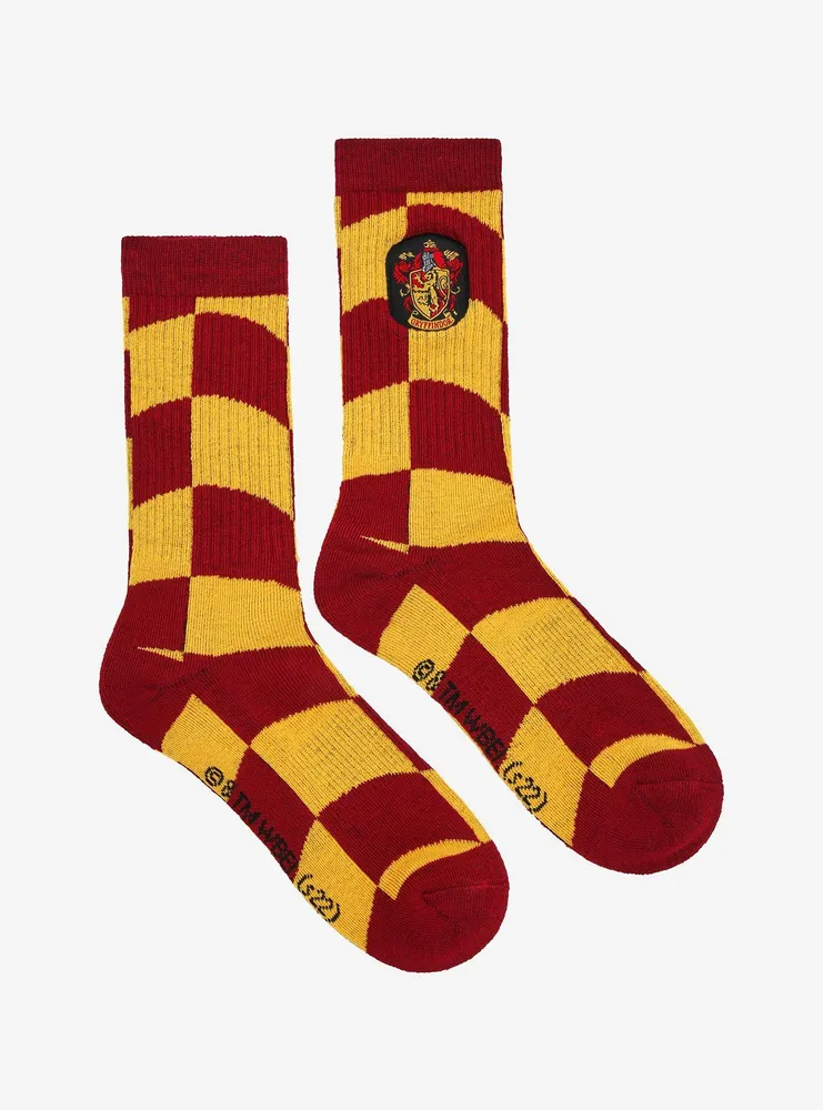 Harry Potter Gryffindor Crest Wavy Checkered Crew Socks - BoxLunch Exclusive 