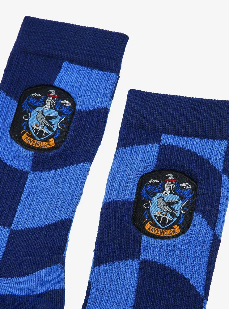 Harry Potter Ravenclaw Crest Wavy Checkered Crew Socks - BoxLunch Exclusive 
