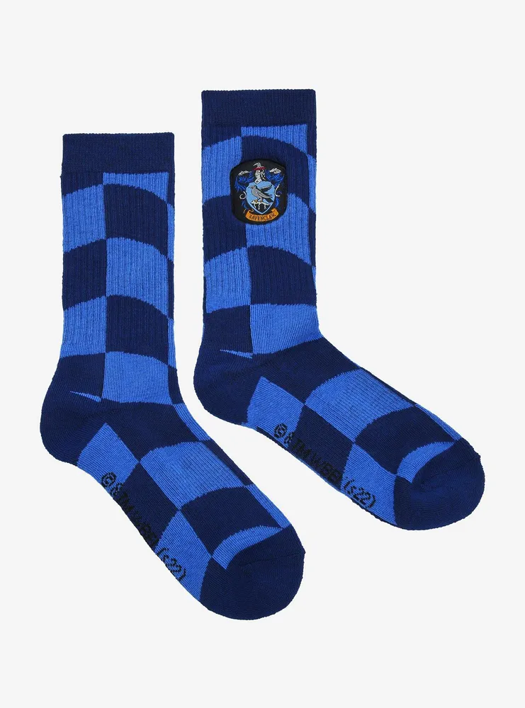 Harry Potter Ravenclaw Crest Wavy Checkered Crew Socks - BoxLunch Exclusive 