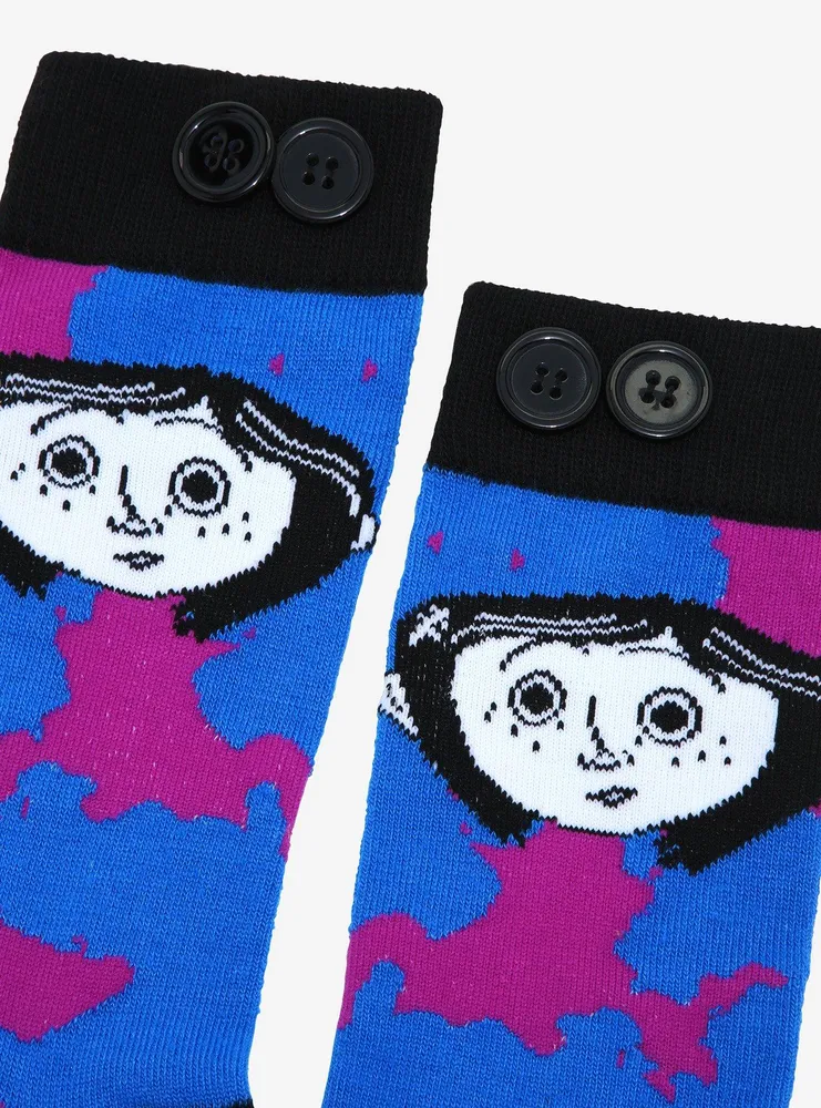 Coraline Button Eyes Tie-Dye Crew Socks - BoxLunch Exclusive 