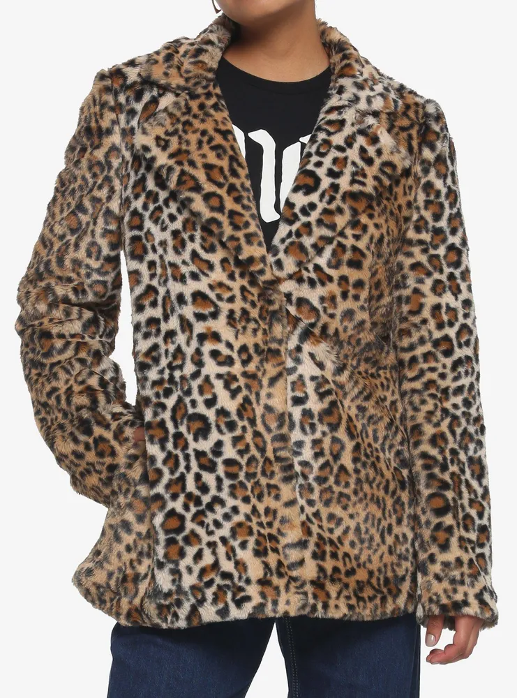 Leopard Faux Fur Girls Coat