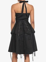 Black Gothic Tiered Halter Dress