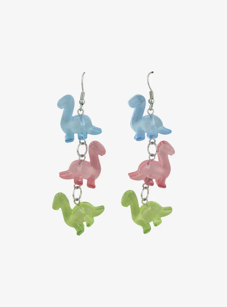 Colorful Dinosaur Charm Drop Earrings