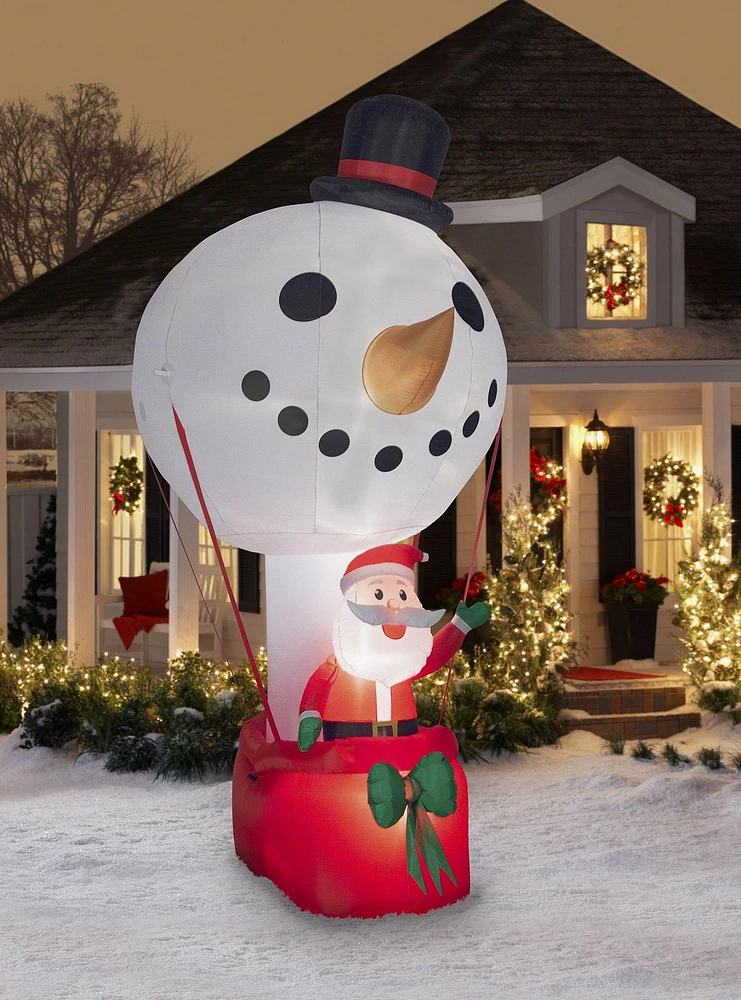 Giant Airblown Inflatable Snowman Hot Air Balloon With Santa