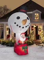 Giant Airblown Inflatable Snowman Hot Air Balloon With Santa