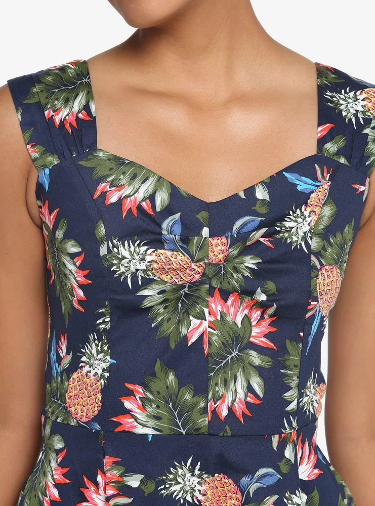 Navy Tropical Retro Dress