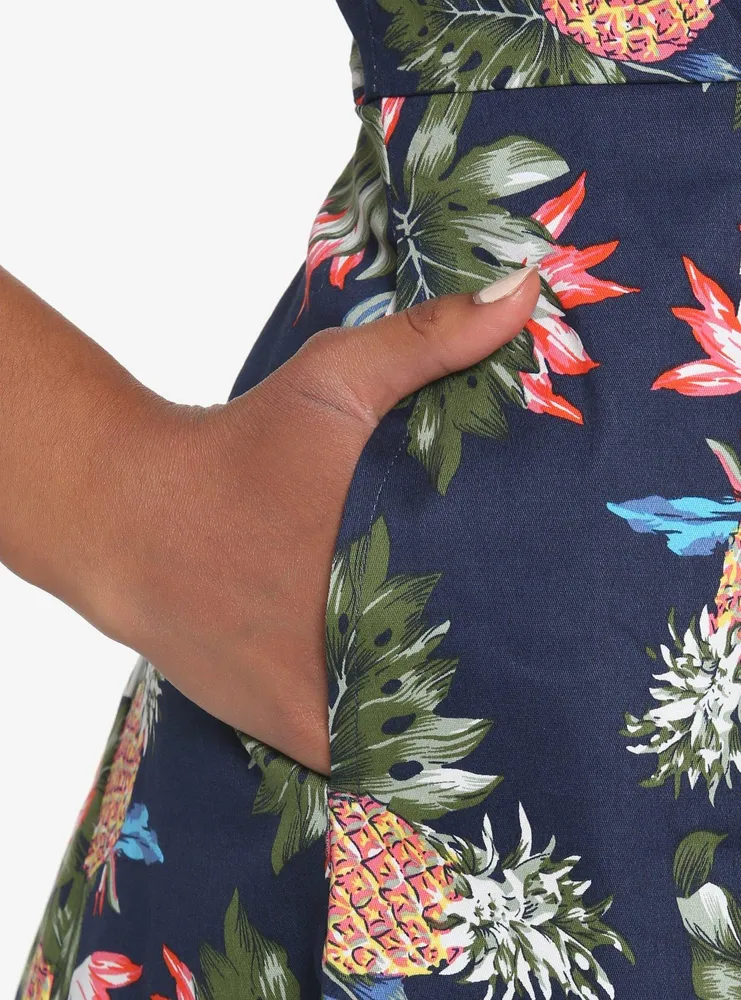 Navy Tropical Retro Dress