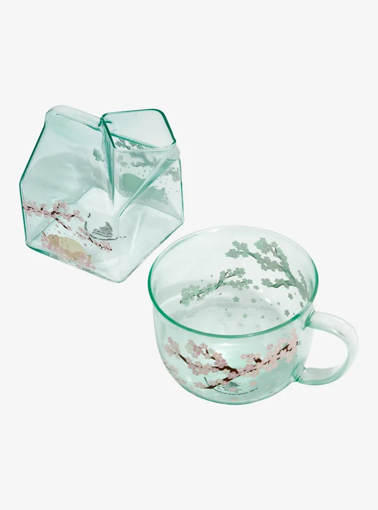 Studio Ghibli My Neighbor Totoro Sleepy Cherry Blossom Glass Mug & Carton Set - BoxLunch Exclusive