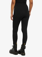 Black Shredded Mesh Inset Leggings