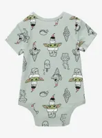 Star Wars The Mandalorian Grogu Ice Cream Allover Print Infant One-Piece - BoxLunch Exclusive