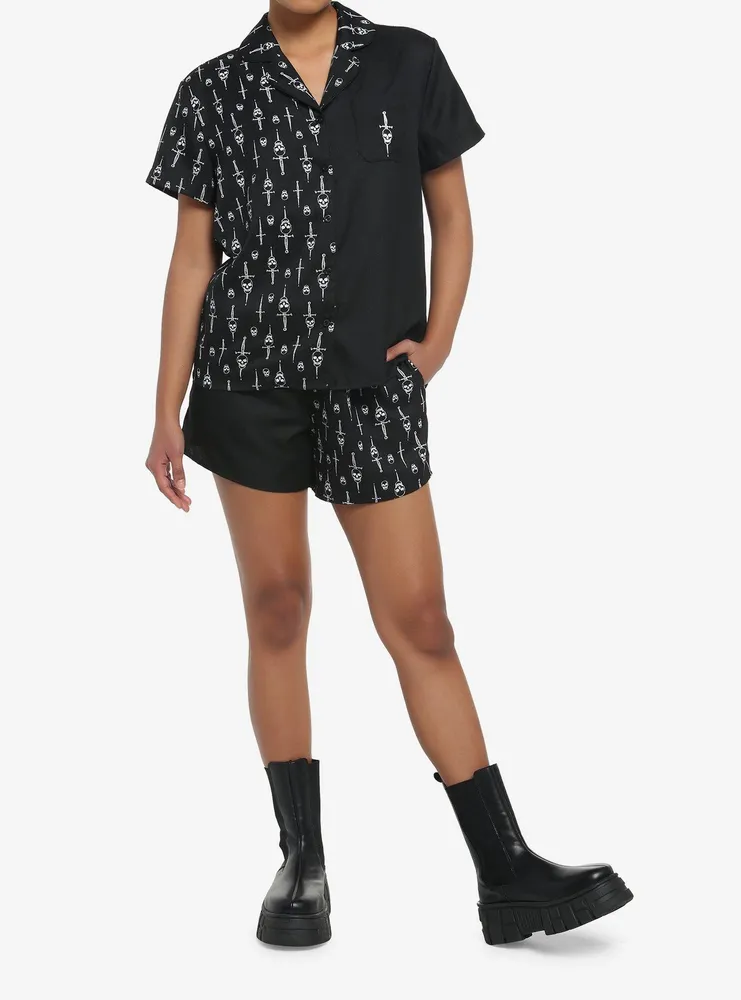 Skull & Dagger Girls Button-Up Top Shorts Lounge Set