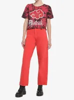 Naruto Shippuden Akatsuki Red & Black Tie-Dye Girls Crop T-Shirt
