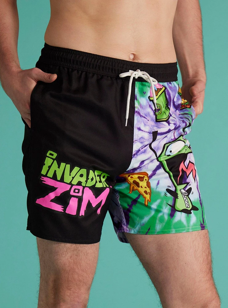 Invader Zim GIR Tie-Dye Split Swim Trunks