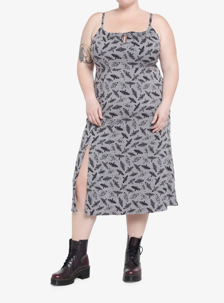 Moths Allover Print Midi Dress Plus