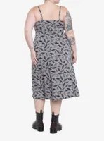 Moths Allover Print Midi Dress Plus Size