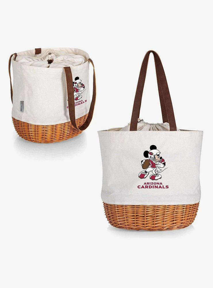 Disney Mickey Mouse NFL Arizona Cardinals Canvas and Willow Basket Tote