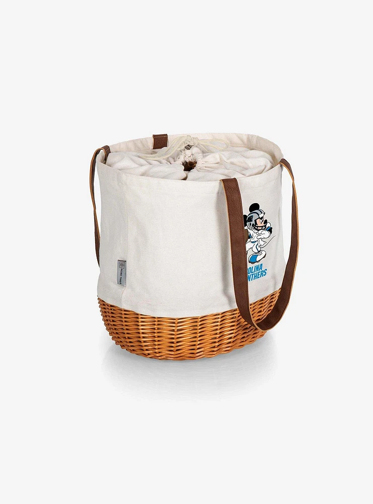 Disney Mickey Mouse NFL Carolina Panthers Canvas Willow Basket Tote