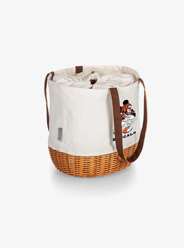 Disney Mickey Mouse NFL Cincinnati Bengals Canvas Willow Basket Tote