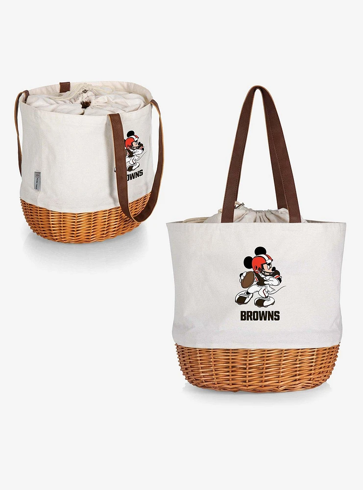 Disney Mickey Mouse NFL Cleveland Browns Canvas Willow Basket Tote