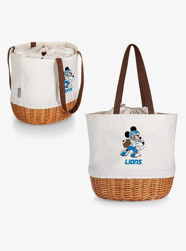 Disney Mickey Mouse NFL Detroit Lions Canvas Willow Basket Tote