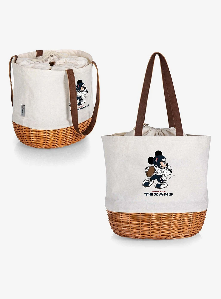 Disney Mickey Mouse NFL Houston Texans Canvas Willow Basket Tote