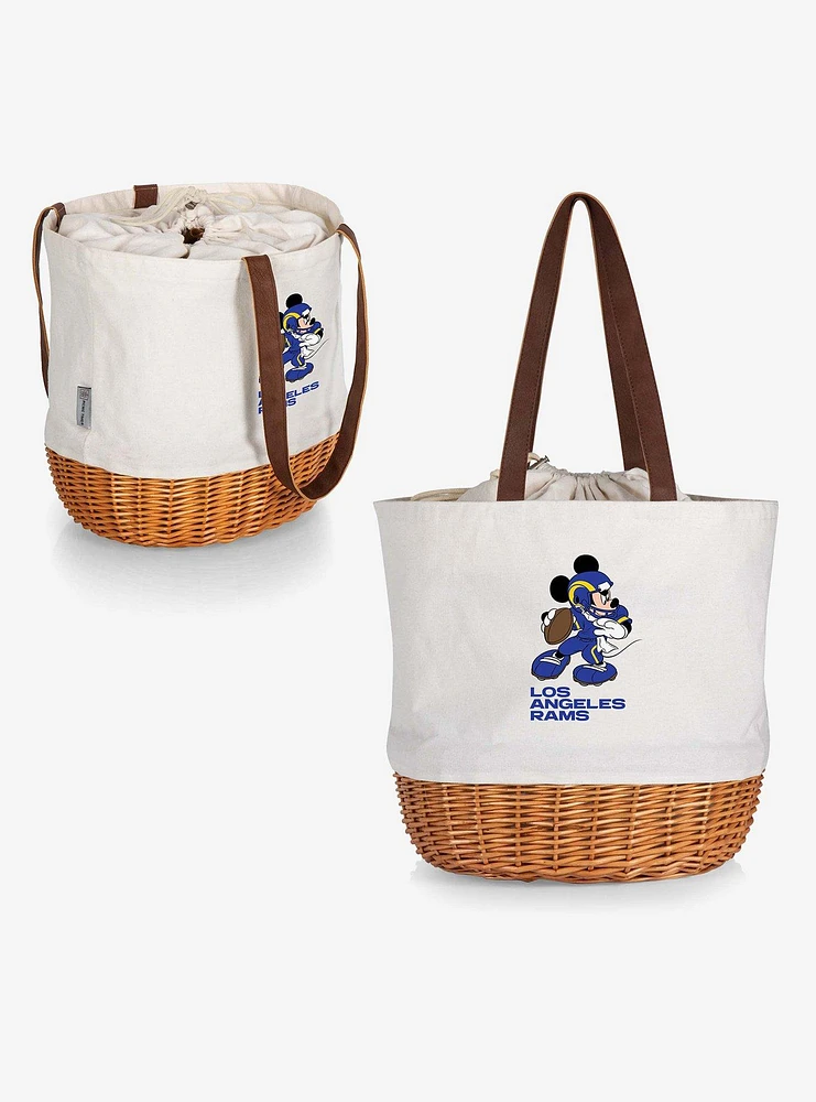 Disney Mickey Mouse NFL Los Angeles Rams Canvas Willow Basket Tote