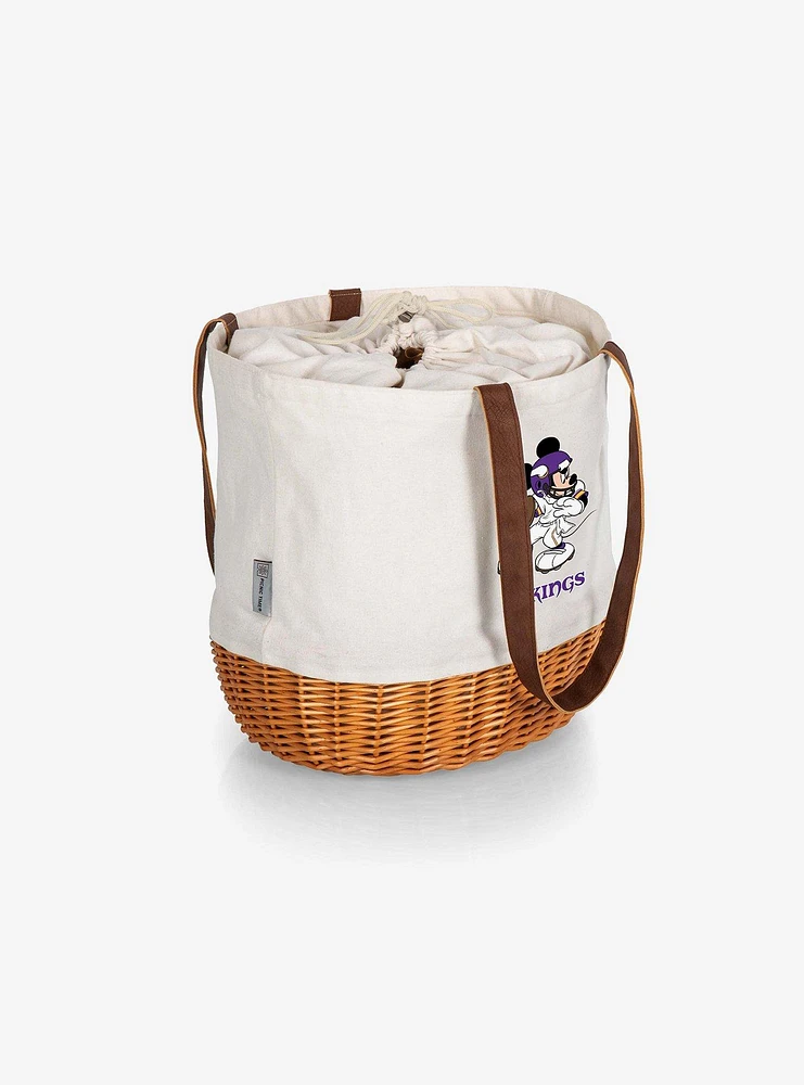 Disney Mickey Mouse NFL Minnesota Vikings Canvas Willow Basket Tote