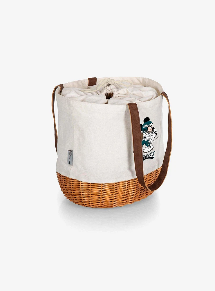 Disney Mickey Mouse NFL Philadelphia Eagles Canvas Willow Basket Tote