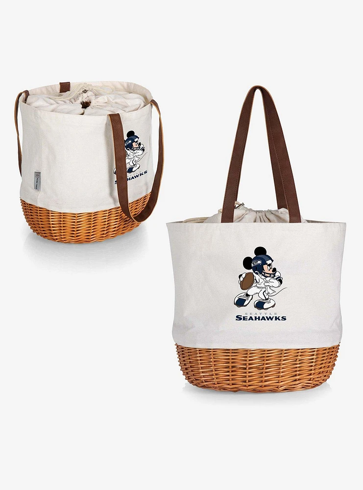 Disney Mickey Mouse NFL Seattle Seahawks Canvas Willow Basket Tote