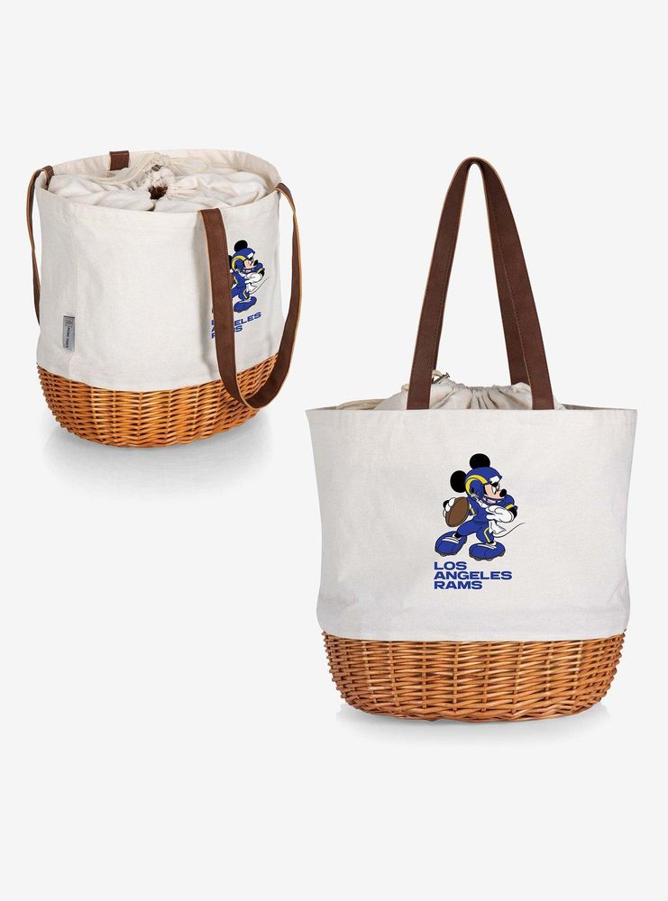 Disney Mickey Mouse NFL Los Angeles Rams Canvas Willow Basket Tote