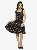 Black Swallow Print Dress