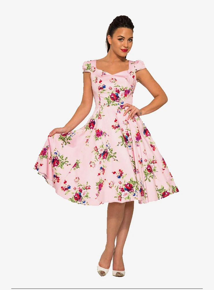 Pink Floral Swing Dress