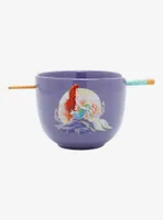 Disney The Little Mermaid Ariel On Rock Ramen Bowl with Chopsticks