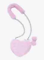 Pink Faux Fur Heart Crossbody Bag