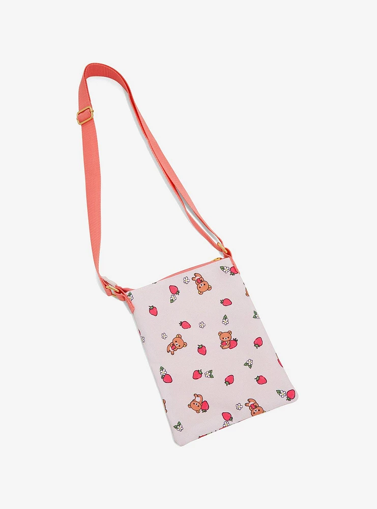 Rilakkuma Strawberry Trio Passport Crossbody Bag