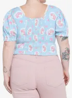 My Melody Lace Peasant Girls Woven Top Plus