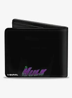 Marvel Hulk Face Close Up2 Text Bifold Wallet