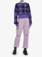 Kuromi Purple Plaid Knit Girls Sweater