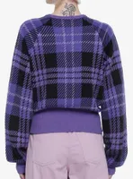 Kuromi Purple Plaid Knit Girls Sweater