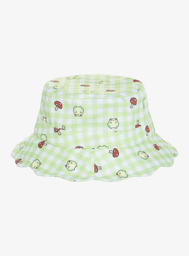 Frog & Mushroom Gingham Bucket Hat