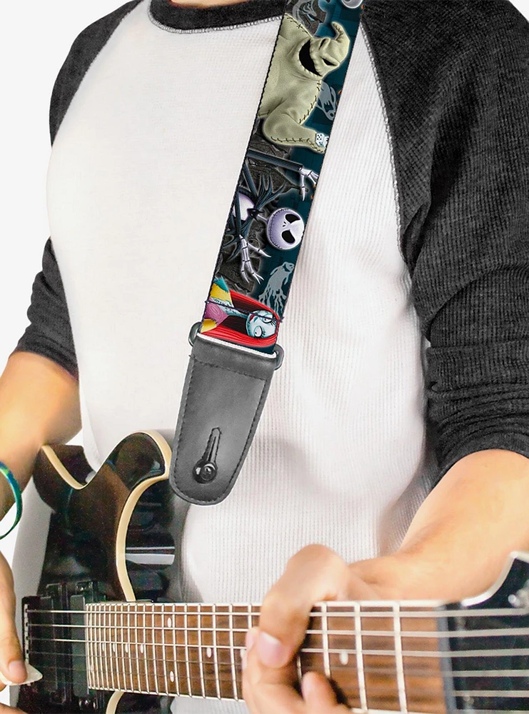 The Nightmare Before Christmas 4 Character Group Cemetery Scene Guitar Strap