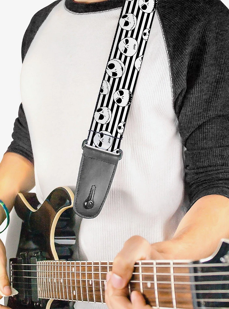 The Nightmare Before Christmas Jack Expressions Stripe White Black Guitar Strap