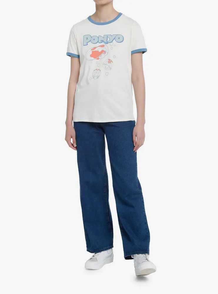 Studio Ghibli Ponyo Vintage Girls Ringer T-Shirt