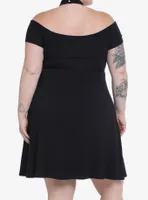 Social Collision Black Choker O-Ring Dress Plus