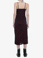 Burgundy Velvet Rose Dagger Maxi Dress