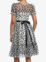 Thorn & Fable Ivory Black Butterfly Glitter Mesh Dress