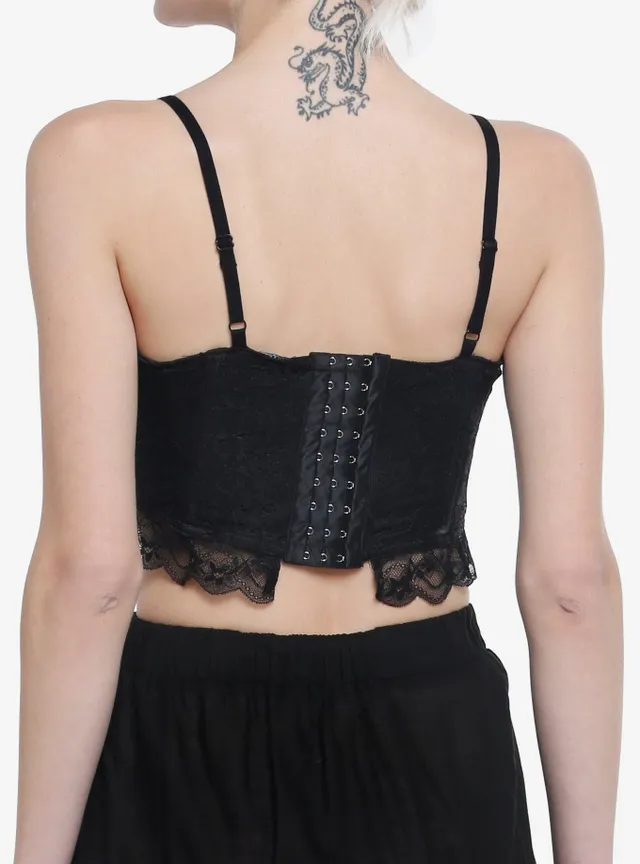 Thorn & Fable Black Lace Corset Crop Cami