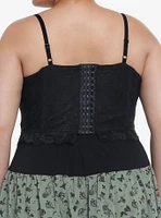 Thorn & Fable Black Lace Corset Girls Crop Cami Plus