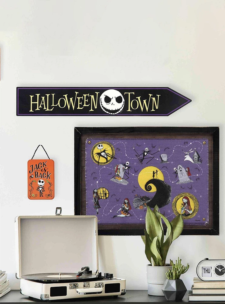 Disney The Nightmare Before Christmas Halloween Town Map Framed Canvas Wall Decor